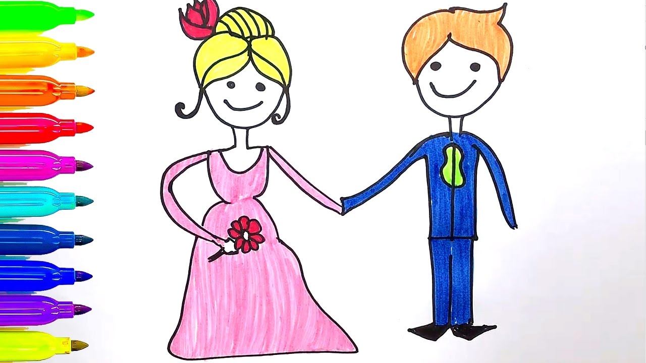 1280x720 Learn Colors For Kids How To Draw Groom And Bride Coloring Page