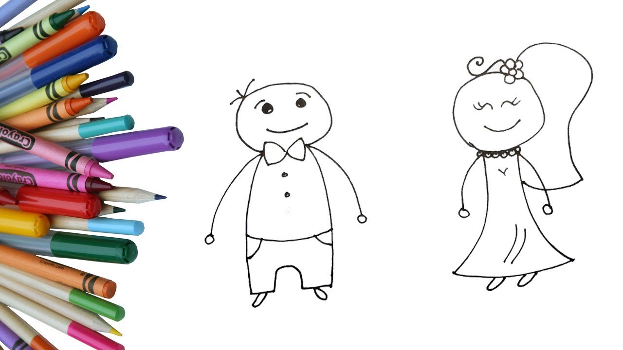 1280x720 How To Draw Bride And Groom For Kids Easy Wedding Drawing