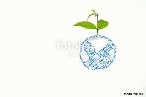 500x334 Green Growing Plant In Drawing Globe , Environment Conservation