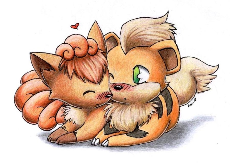 900x639 Vulpix And Growlithe Love By Togechu