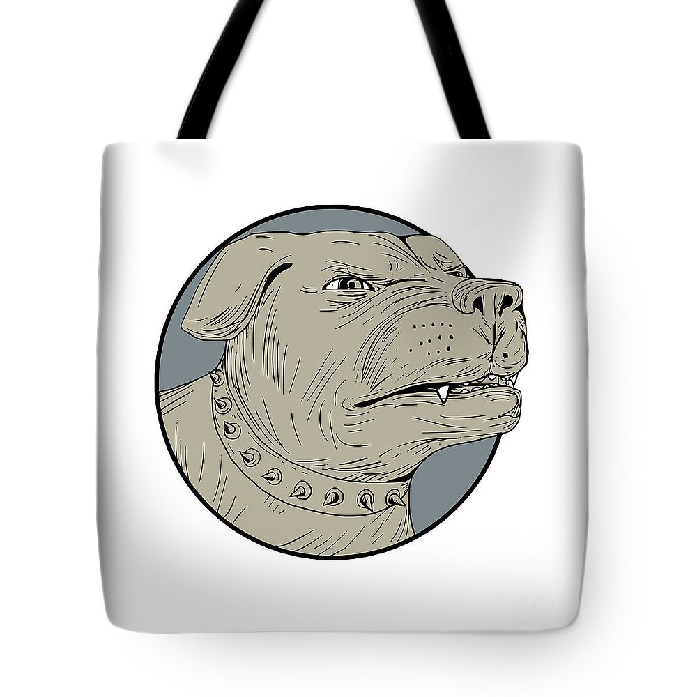 1000x1000 Rottweiler Guard Dog Head Angry Drawing Tote Bag For Sale By
