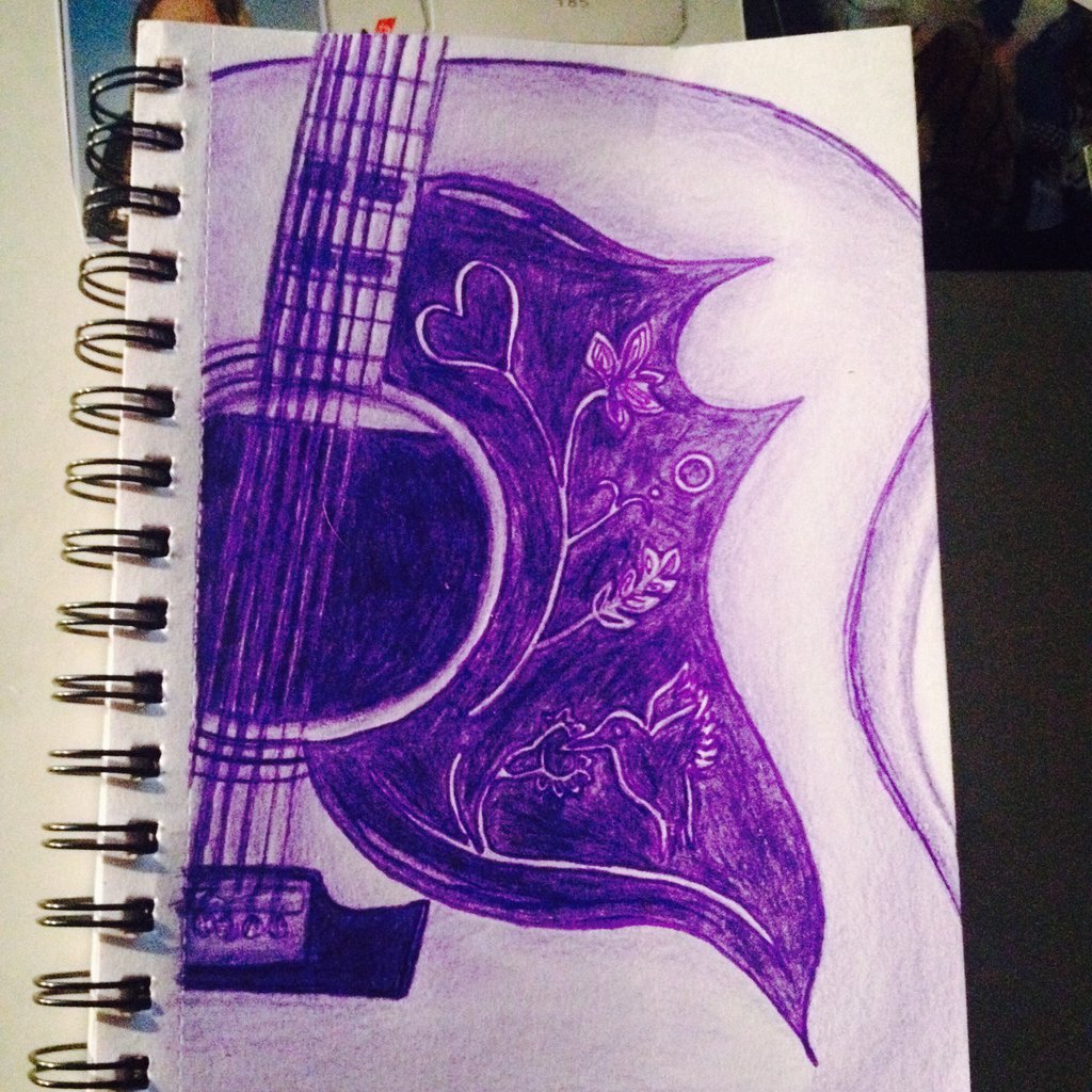 1024x1024 Guitar Colourpencil Drawing By Olive26194