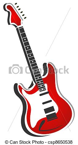 253x470 Stylized Red Electric Guitar Isolated On A White Background. Stock