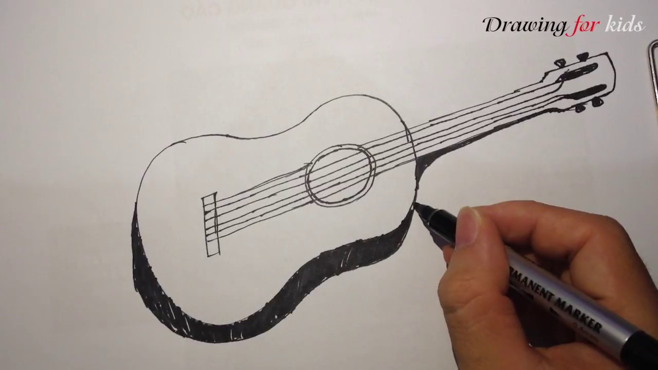 1280x720 How To Draw A Guitar In A Few Easy Steps Cartoon Guitar