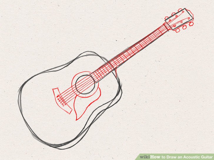 728x546 How To Draw An Acoustic Guitar 15 Steps (With Pictures)