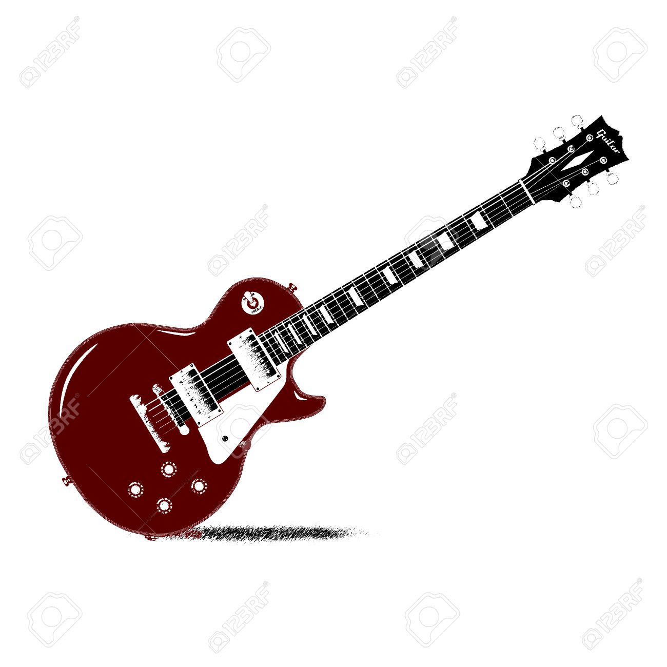 1300x1300 Drawing Of A Typical Rock Guitar Over A White Background Royalty