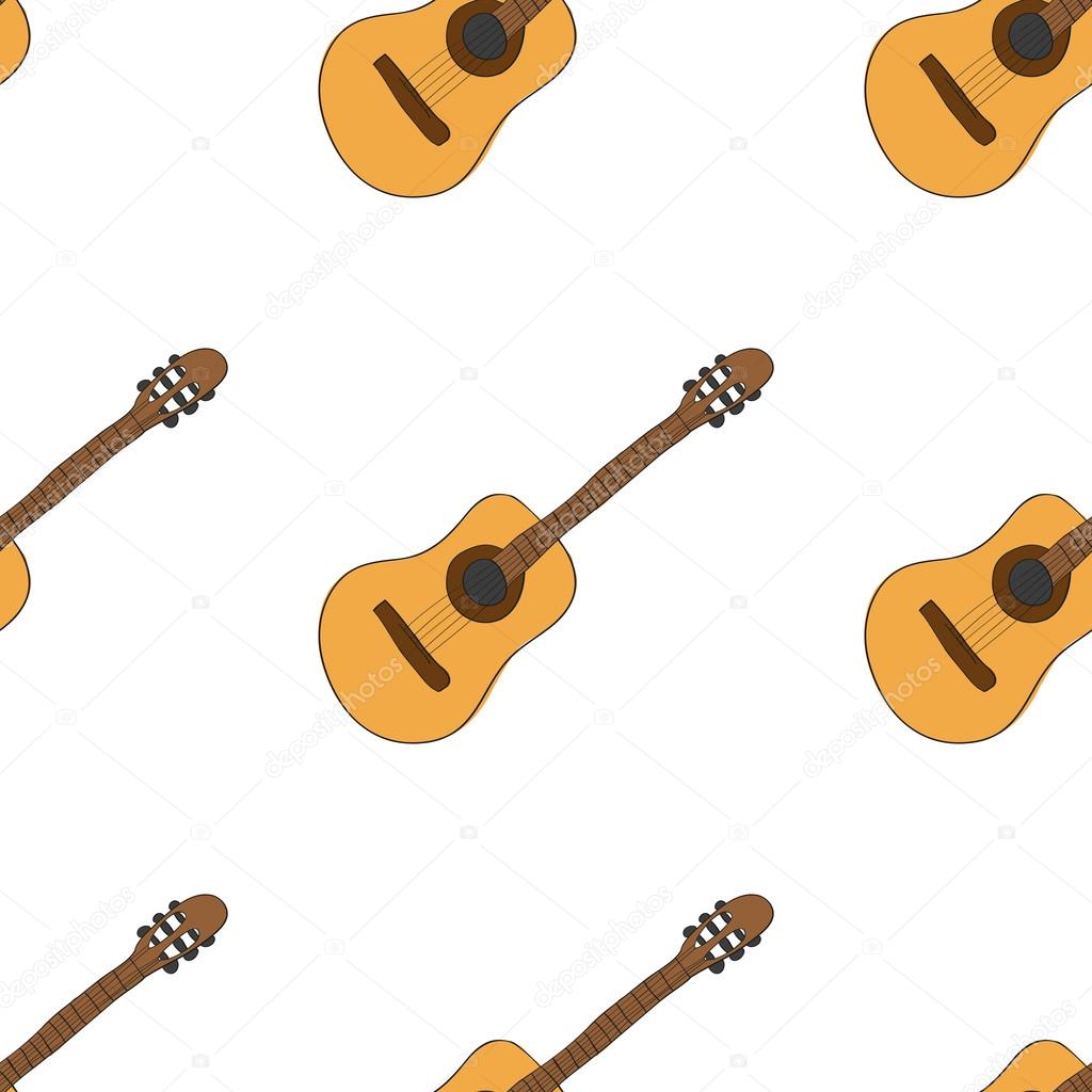 1024x1024 Hand Drawing Cute Cartoon Guitar Musical Instrument Doodle Stock