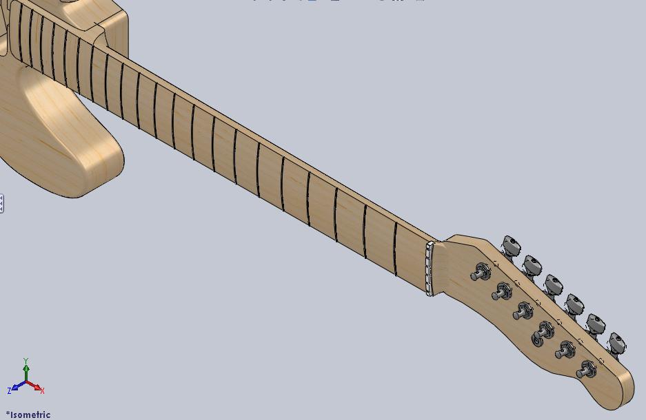 937x610 Complete Telecaster Guitar Neck In Solidworks