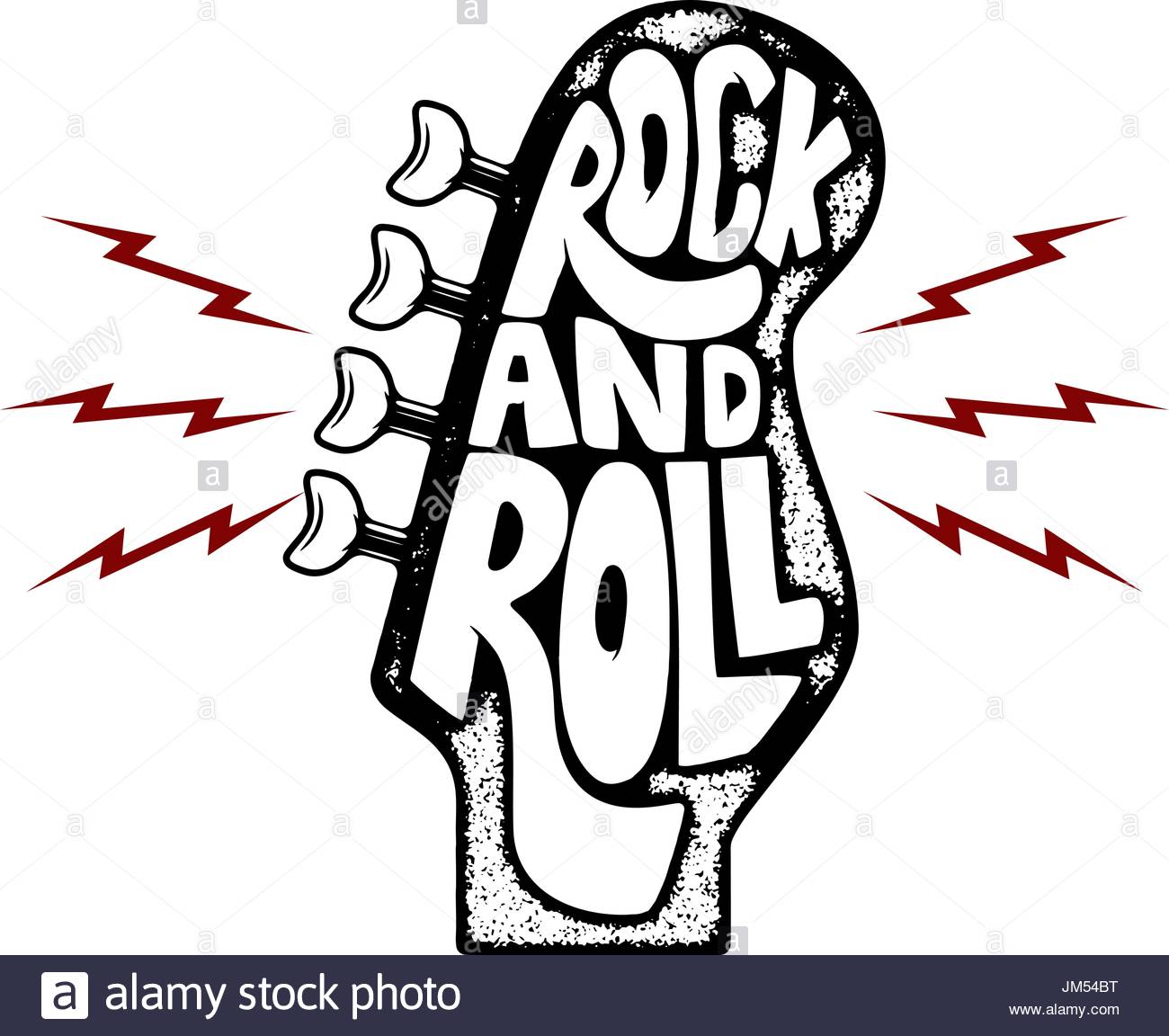 1300x1152 Rock And Roll. Hand Drawn Phrase On Guitar Neck Head Background