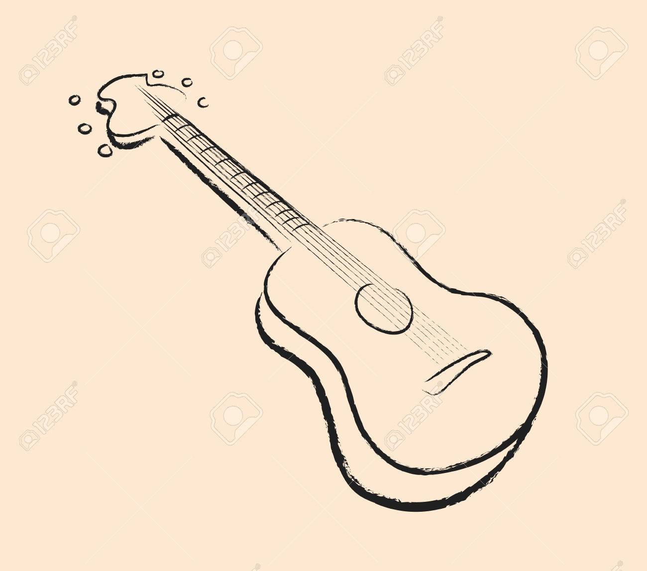 1300x1147 Guitar Doodle, A Hand Drawn Vector Illustration Of A Guitar
