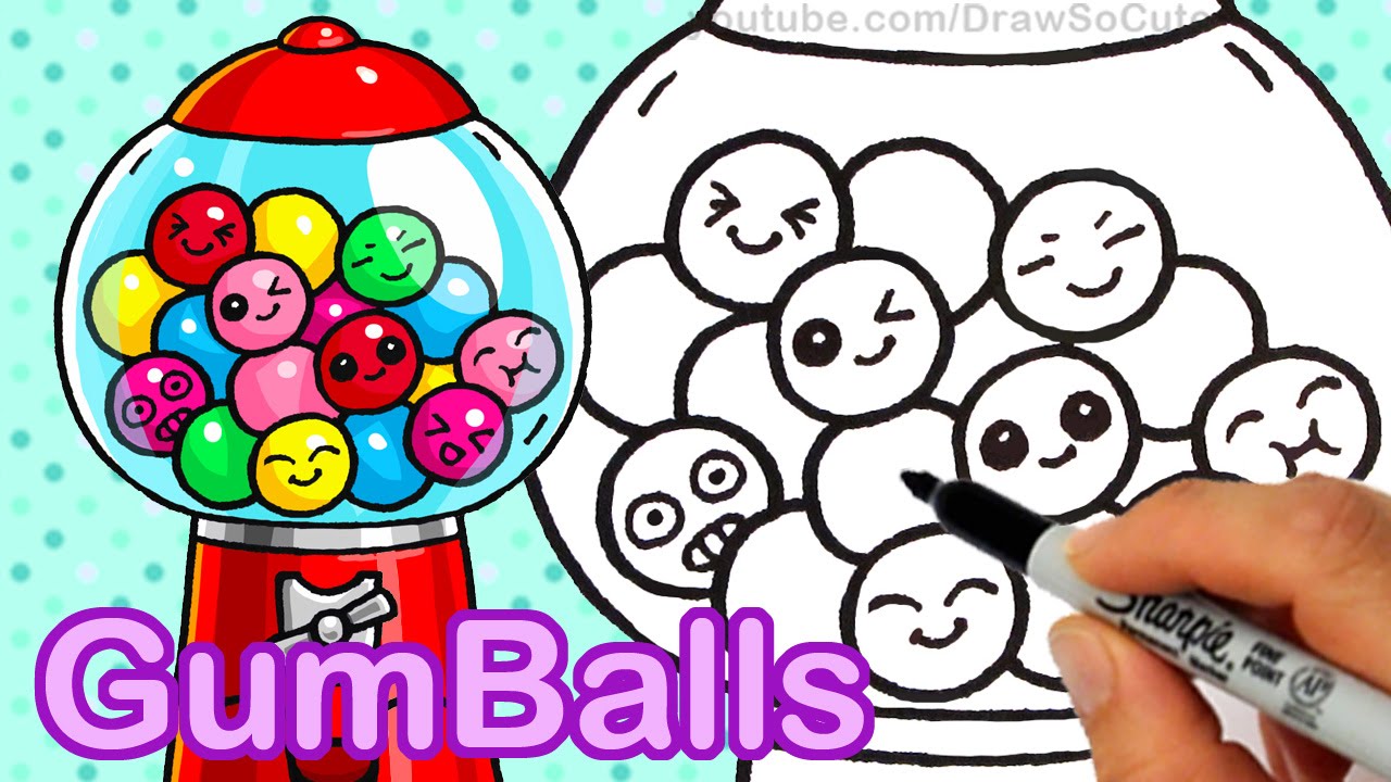 1280x720 How To Draw A Gumball Candy Machine Easy