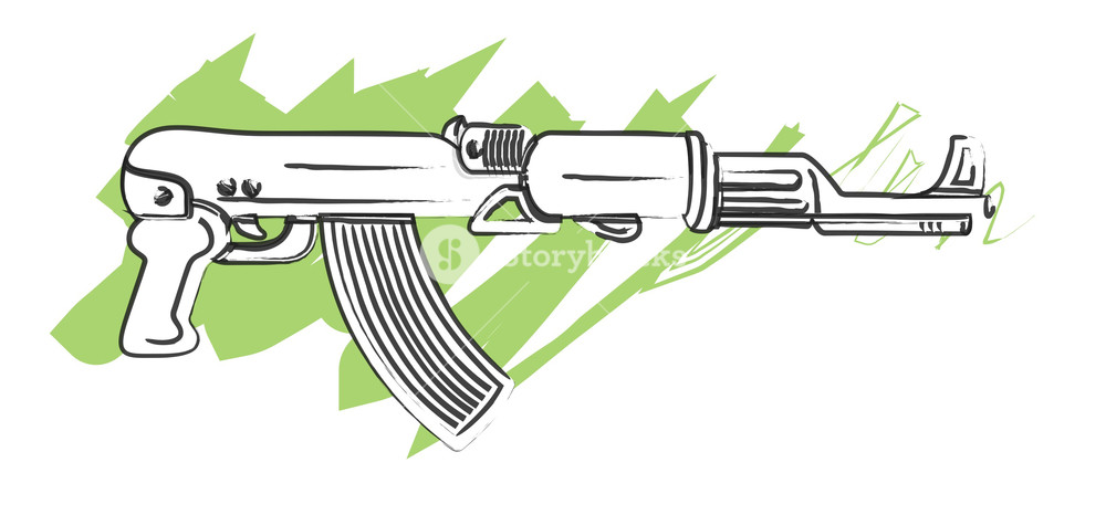 1000x466 Gun Drawing Royalty Free Stock Image