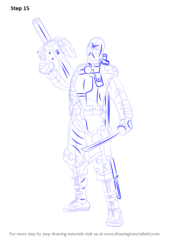 596x842 Learn How To Draw Deadpool With A Gun (Deadpool) Step By Step