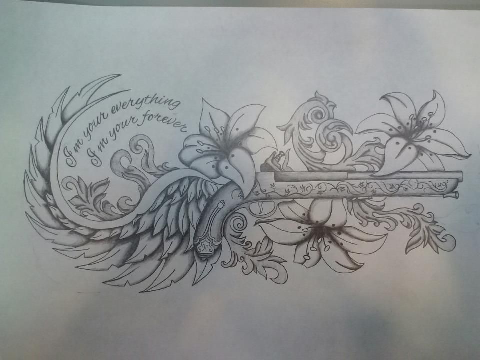 960x720 Gun Drawing Tattoo Old Pistol Gun Tattoo By Tattooed