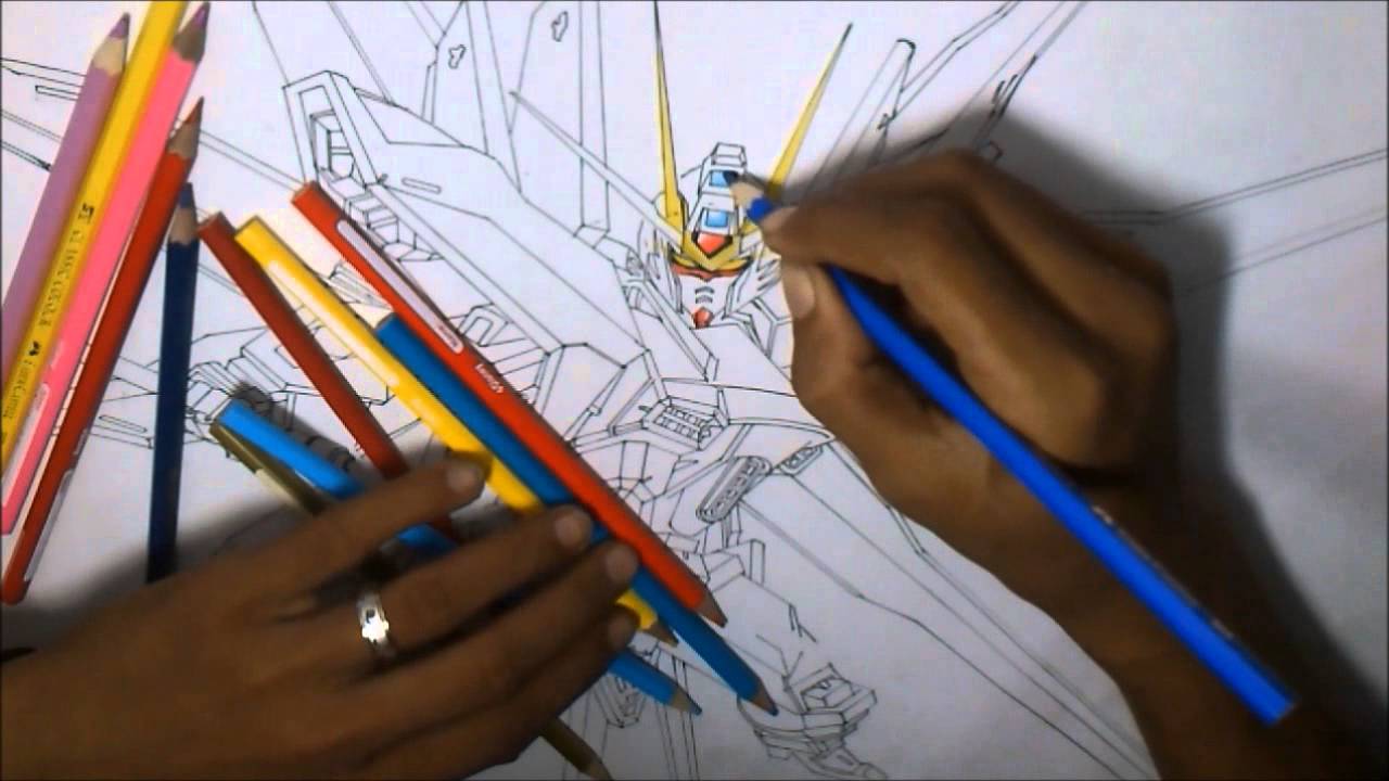 1280x720 Drawing Gundam Strike Freedom Amp Neon Mode Video
