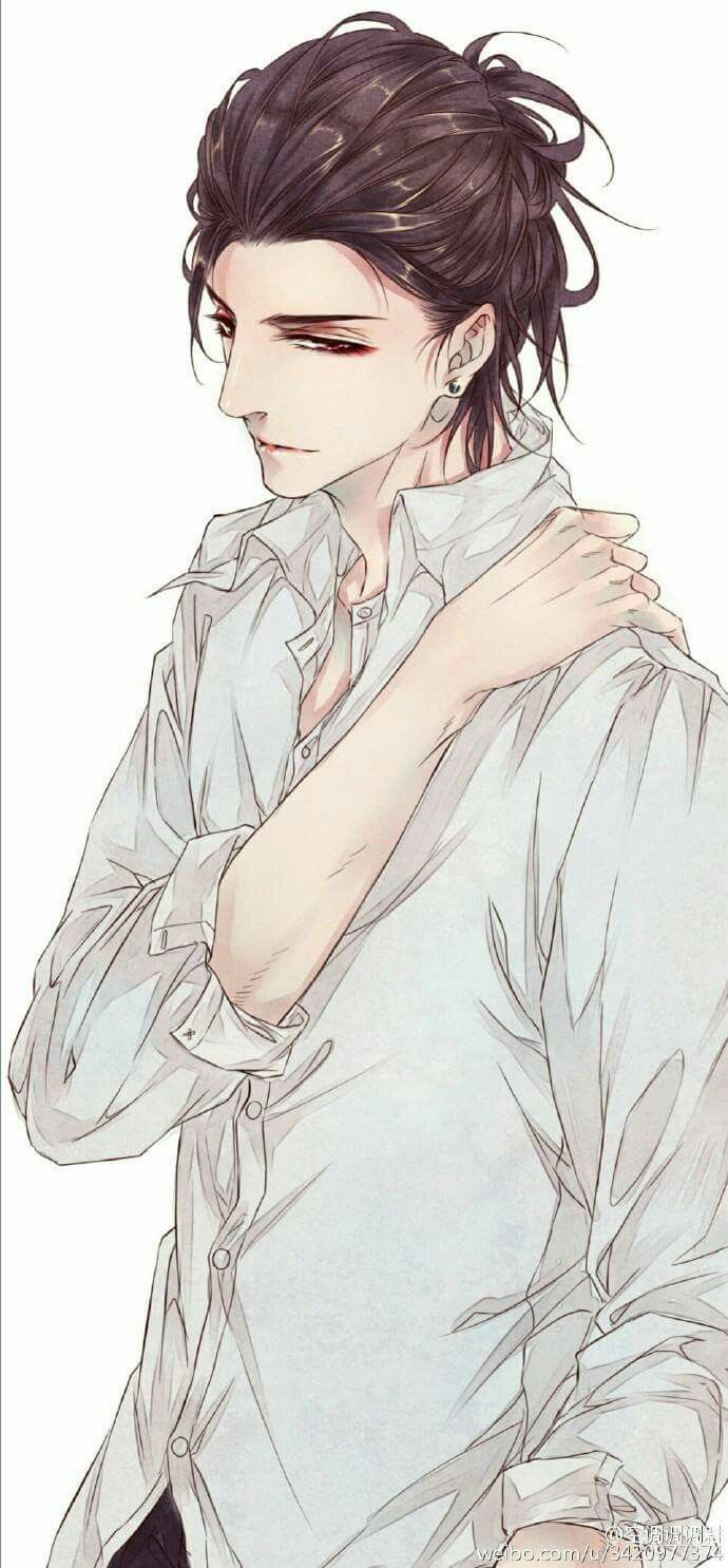 690x1486 Boy With Long Brown Hair Wearing A White Button Up Shirt