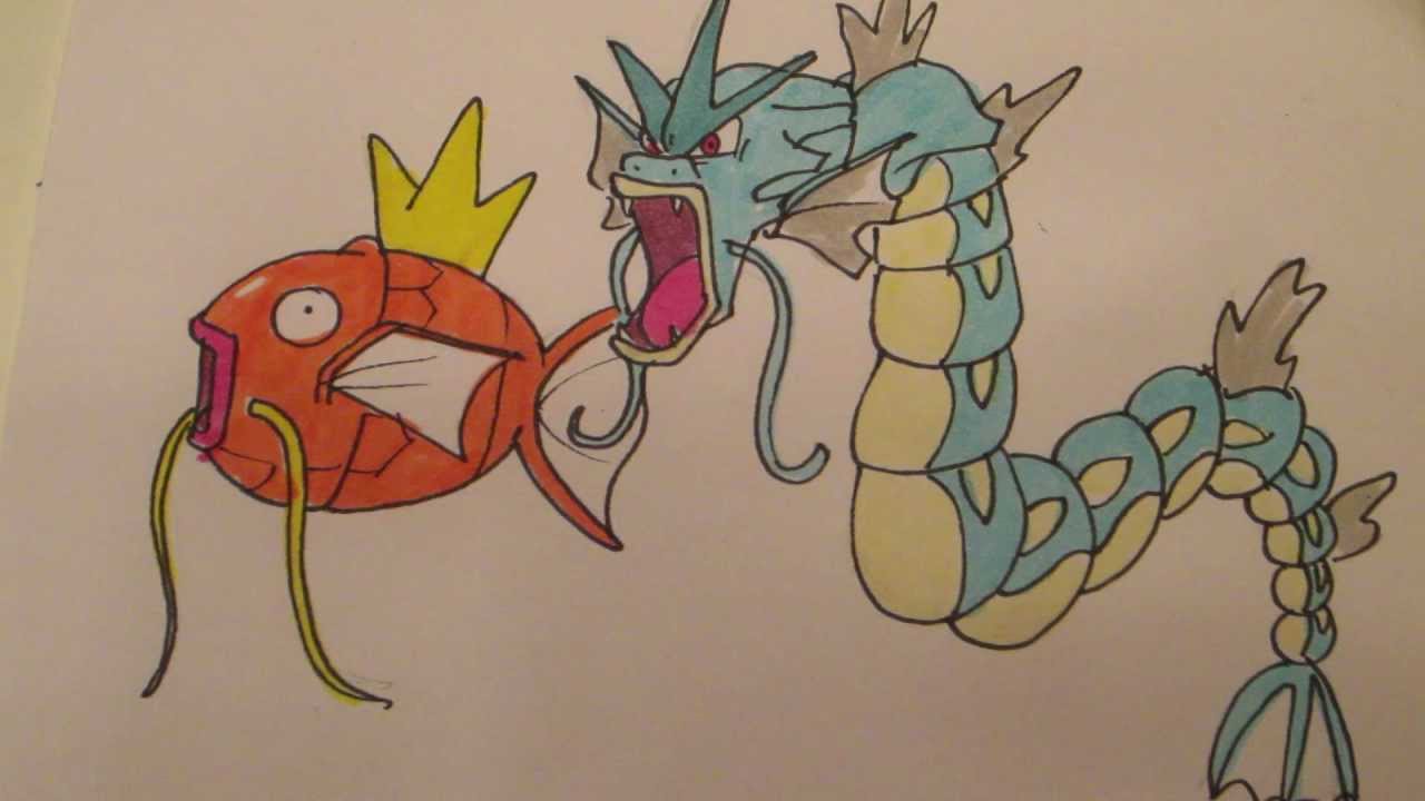 1280x720 How To Draw Pokemon No.129 Magikarp, No.130 Gyarados