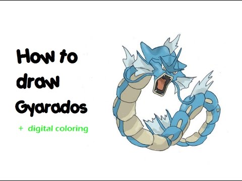 480x360 Gyarados Pokemon (Drawing And Digital Coloring)