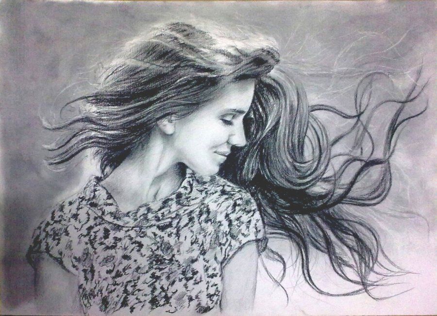 900x651 How To Draw Hair Blowing In The Wind
