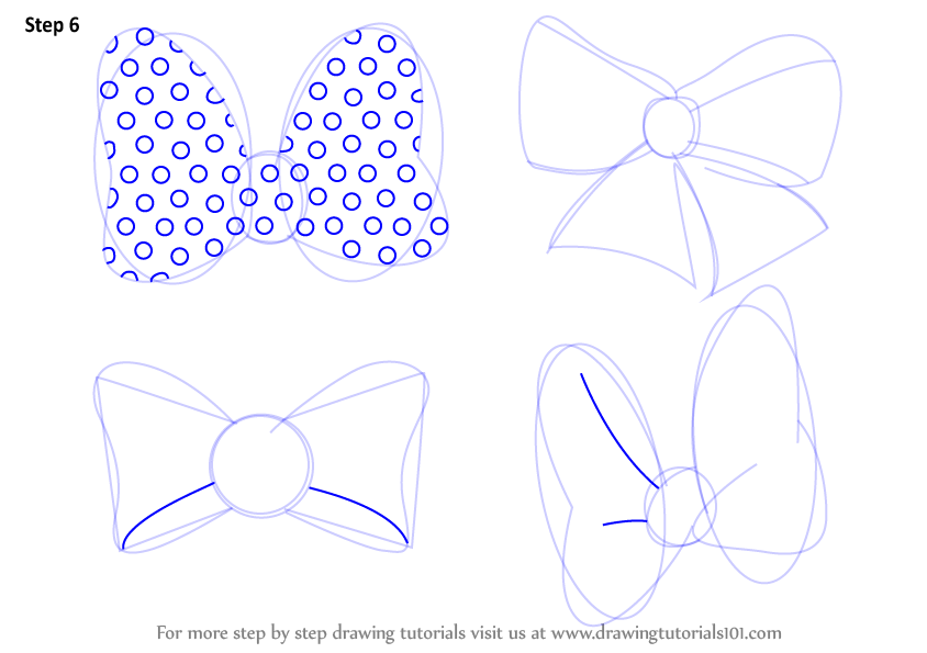 844x595 Learn How To Draw Minnie Mouse Bow Tie (Minnie Mouse) Step By Step