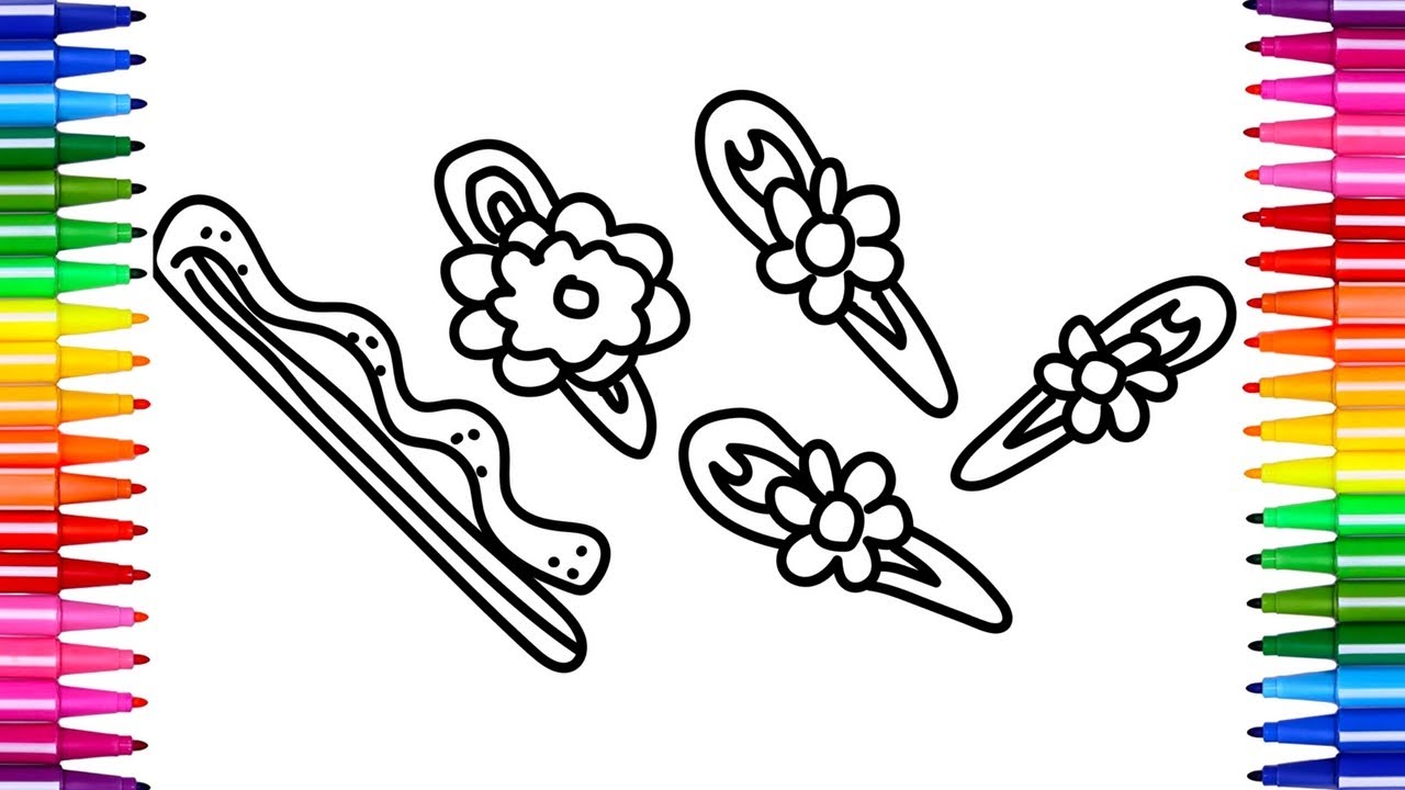 1280x720 Coloring Pages Hair Clips Creative Colouring Books For Kids Learn