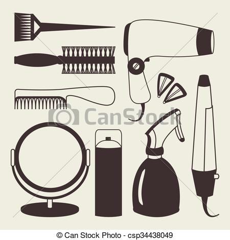 450x470 Hair Accessories And Barber Tools Grey Icons. Hair Eps Vector