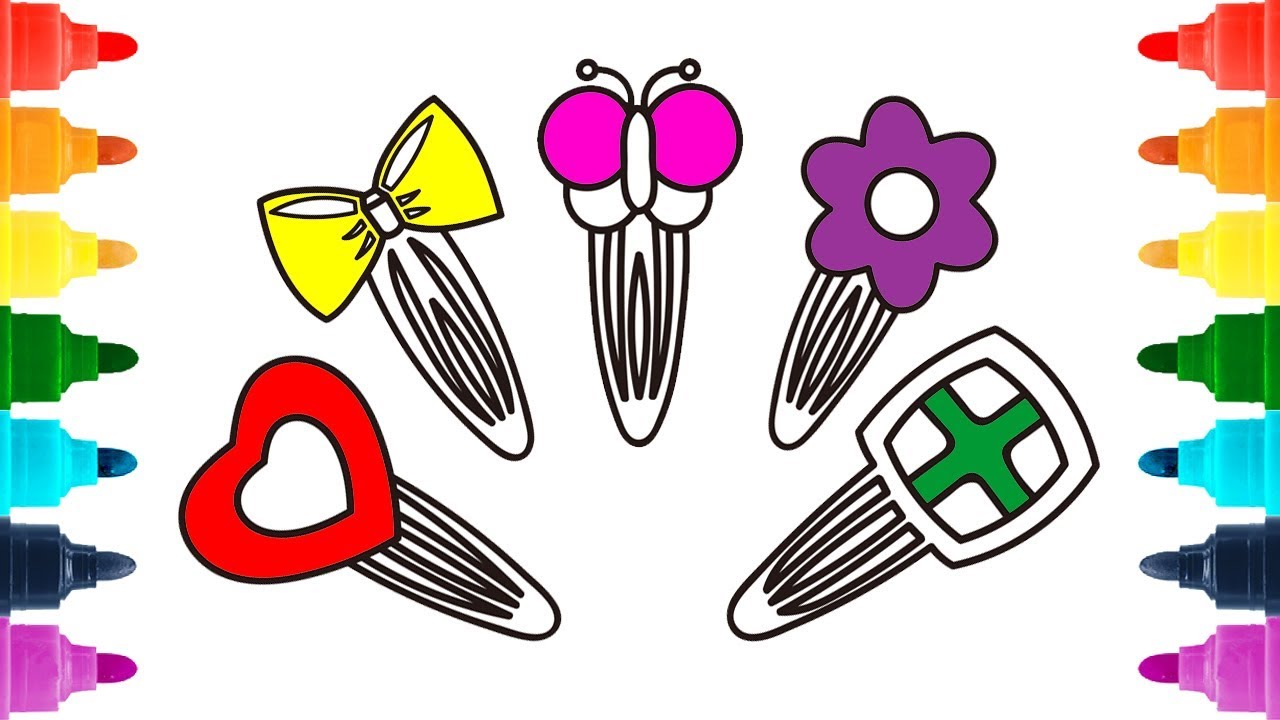 1280x720 How To Draw Hair Pins For Girls Coloring Pages Hair Clips