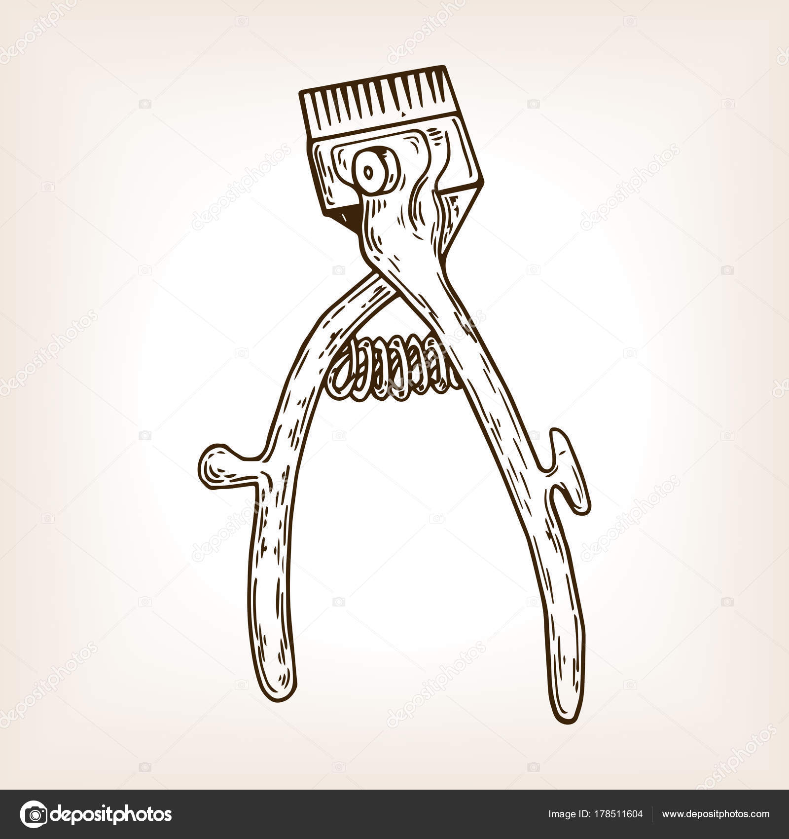 1600x1700 Hand Hair Clipper Engraving Vector Illustration Stock Vector