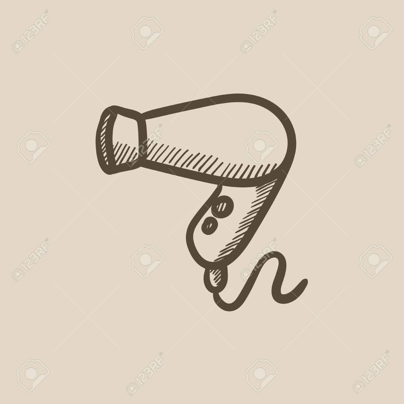 1300x1300 Hair Dryer Vector Sketch Icon Isolated On Background. Hand Drawn