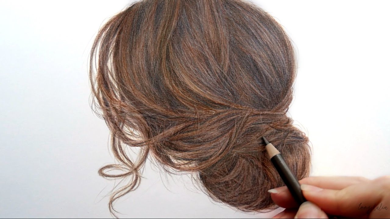 1280x720 Timelapse Drawing And Coloring Brown Hair With Colored Pencils