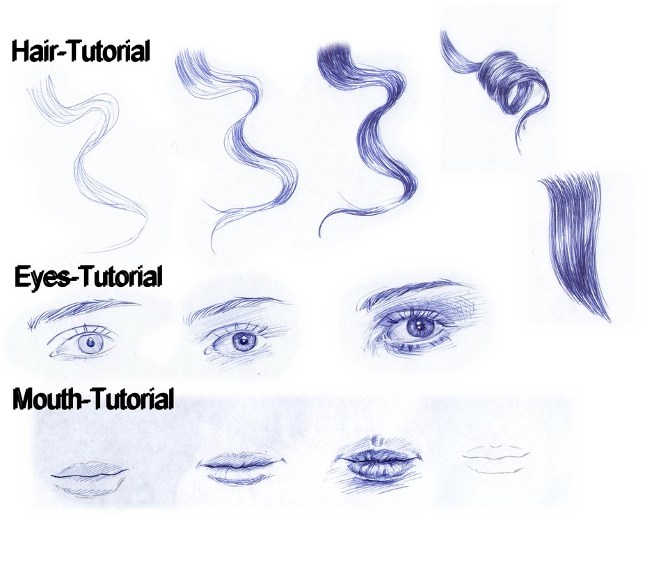 963x830 Tutorial Ballpoint Pen Eyes, Mouth, Curly Hair By