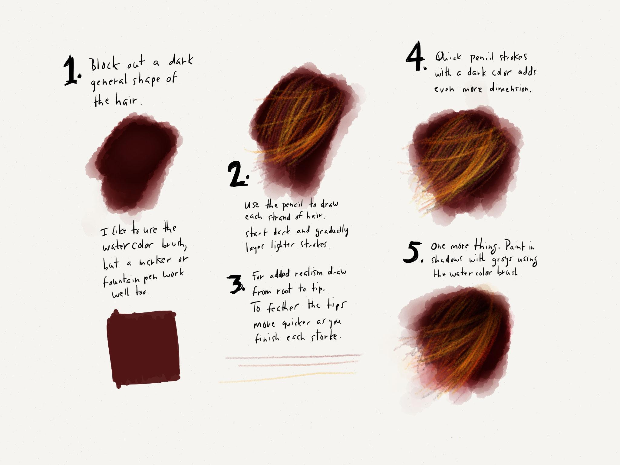 2048x1536 How To Draw Realistic Hair With Paper By Fiftythree Made Mistakes