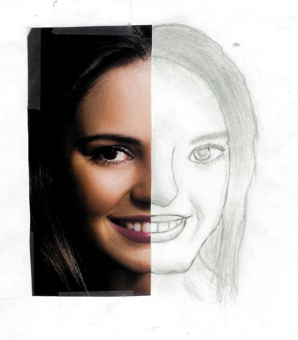 600x685 Half Face Drawing Part 1 By Etak373