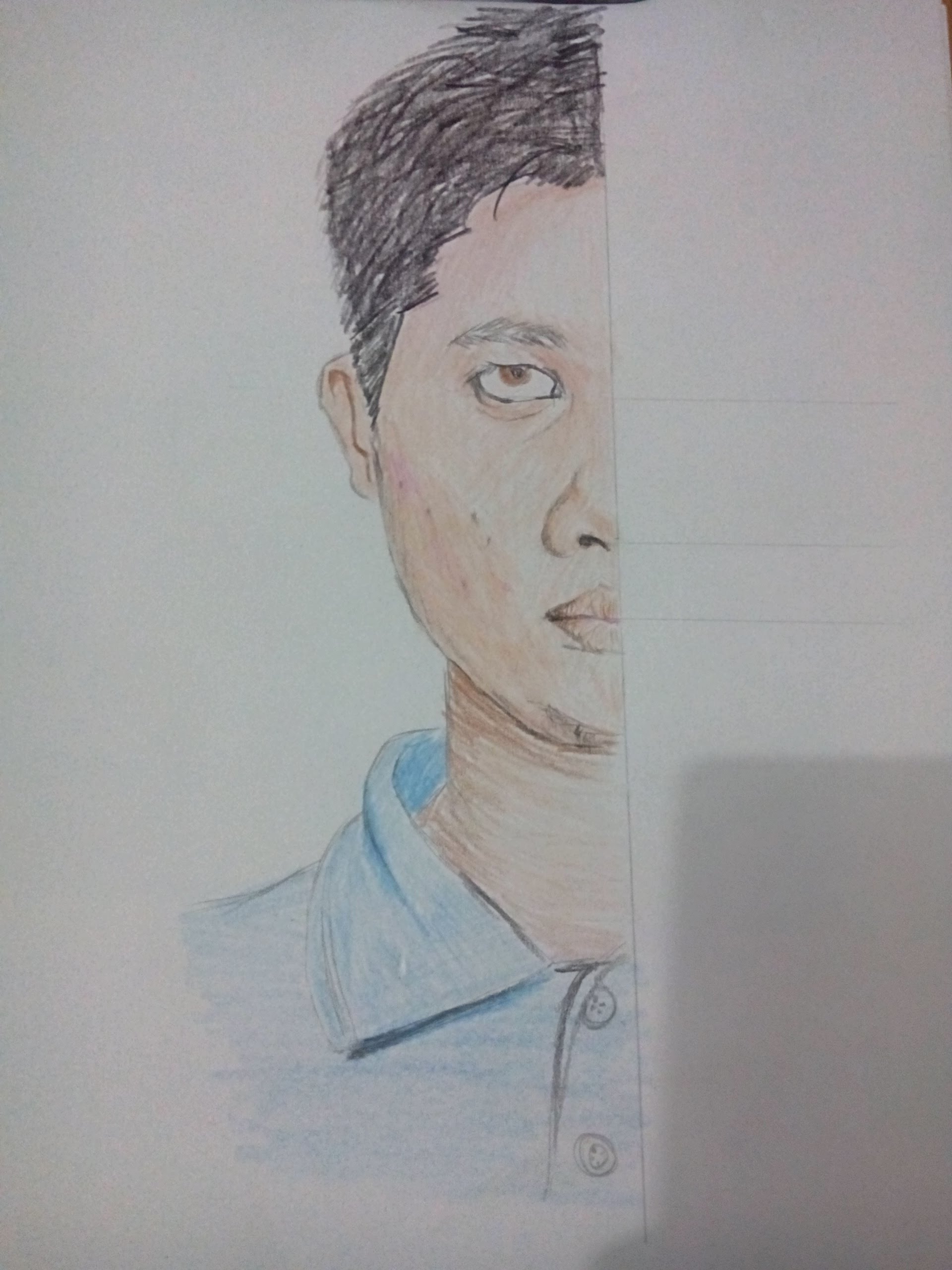 1920x2560 How To Draw A Half Face With Color Pencil.