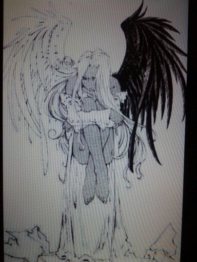 384x512 Tattoo Half Angel Half Demon Birds( Tattoo