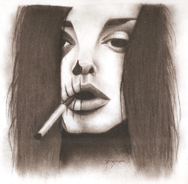 643x631 Half Girl, Half Skull By Trinadraws