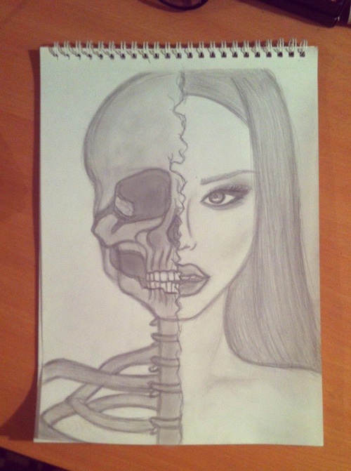 500x671 Half Girl Half Skeleton