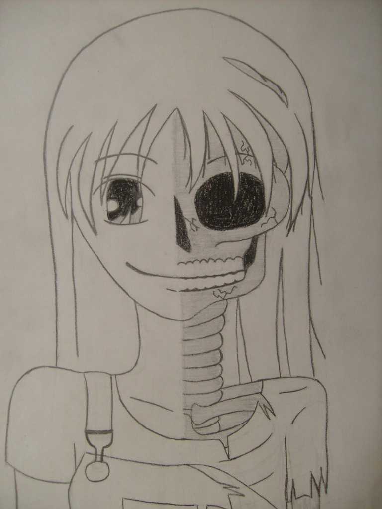768x1024 Half Skeleton Girl By Neddle