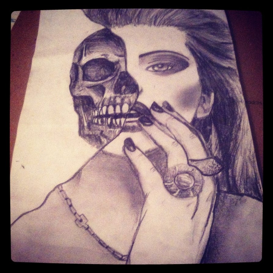 894x894 Half Skull By Rushrush100