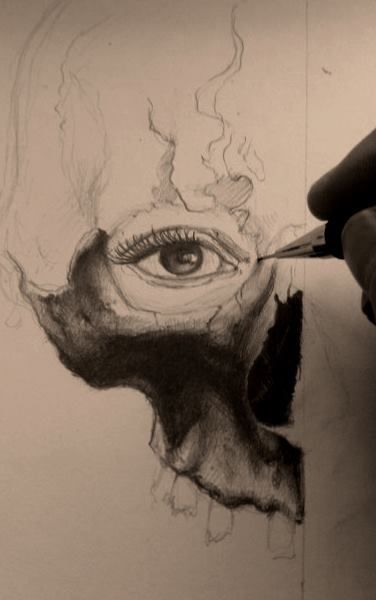 376x600 Half Skull By On @ Draw