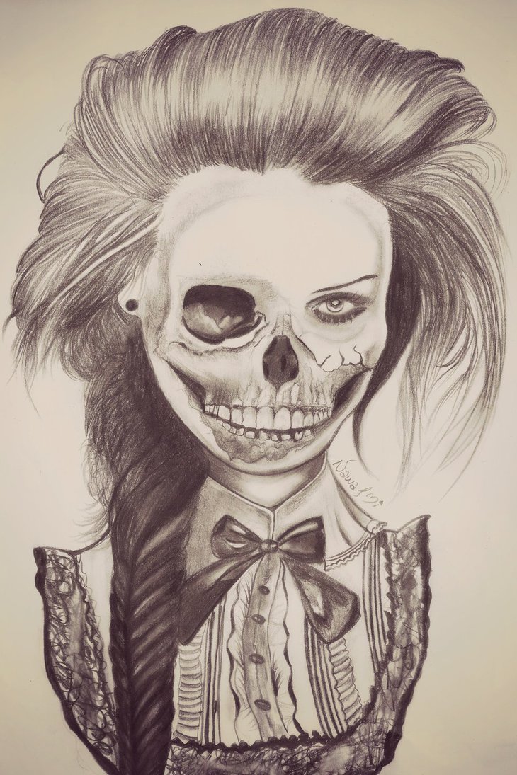 730x1095 Half Skull Face By Naawaal