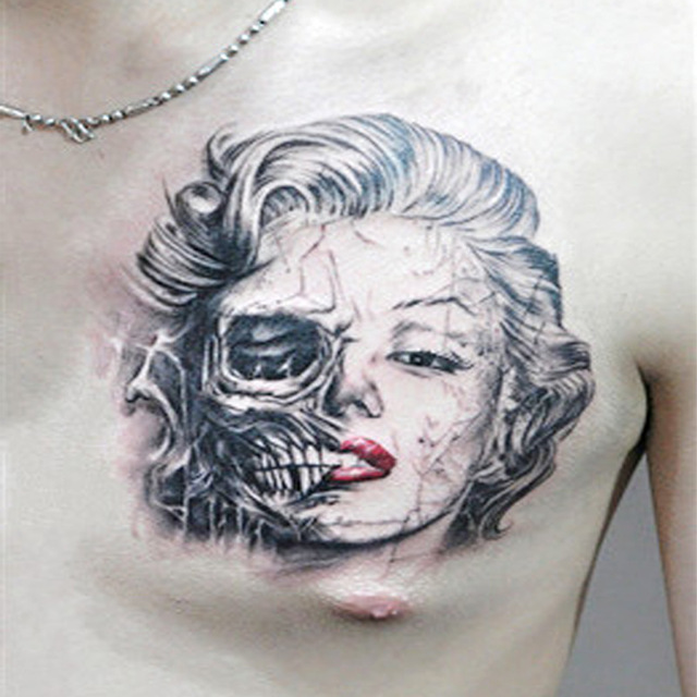 640x640 New Fashion Cool Marilyn Monroe Half Face Half Skull Sexy Tattoo