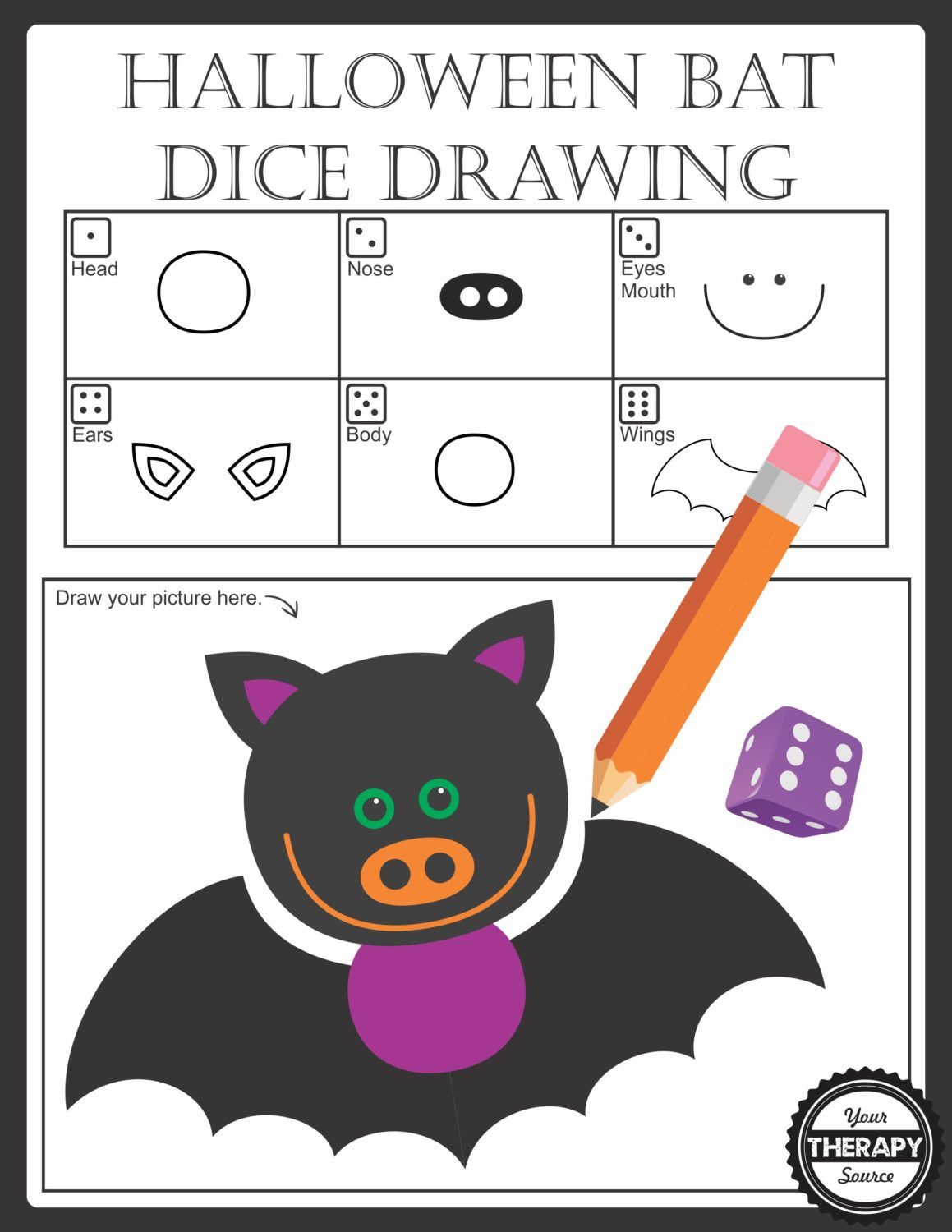 1159x1500 Halloween Bat Dice Drawing Pediatricschool Based Otpt Blog