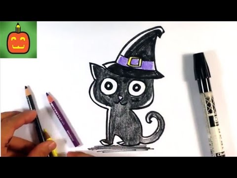 480x360 How To Draw A Cat In A Witches Hat