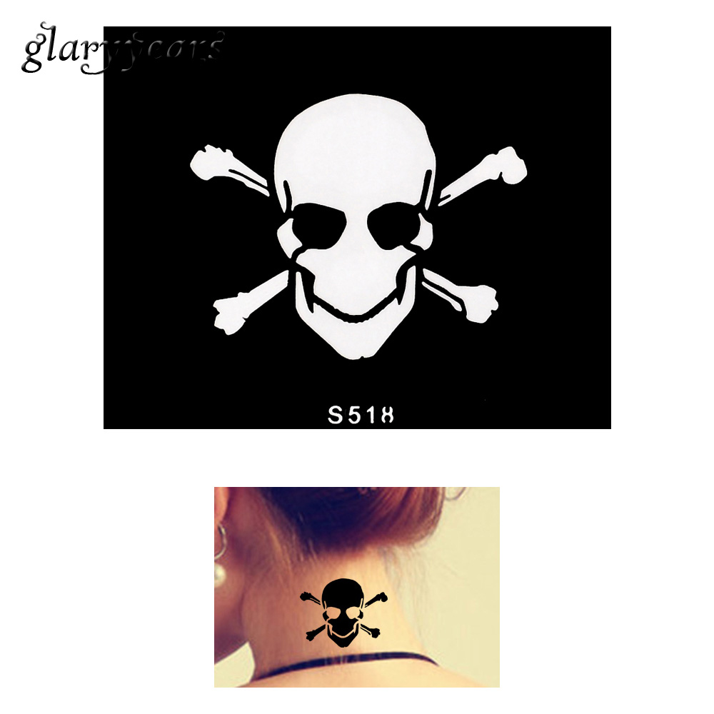 1000x1000 1 Piece Small Indian Henna Tattoo Skull Pattern Design Colored