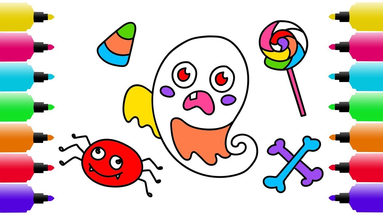 1280x720 Halloween Drawing, Coloring Pages For Kids How To Draw A Cute