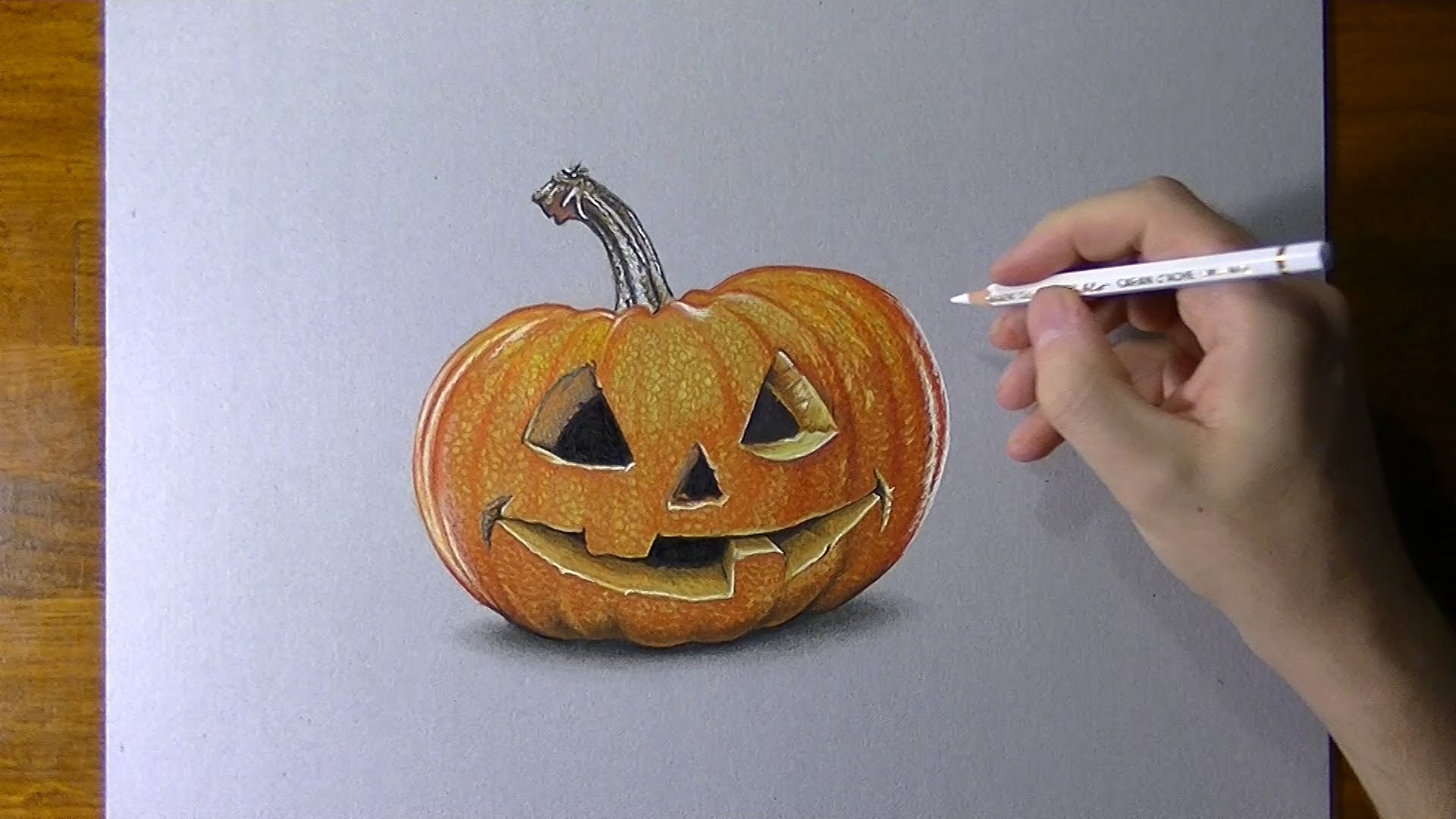 1920x1080 Drawing 3d Halloween Carved Pumpkin