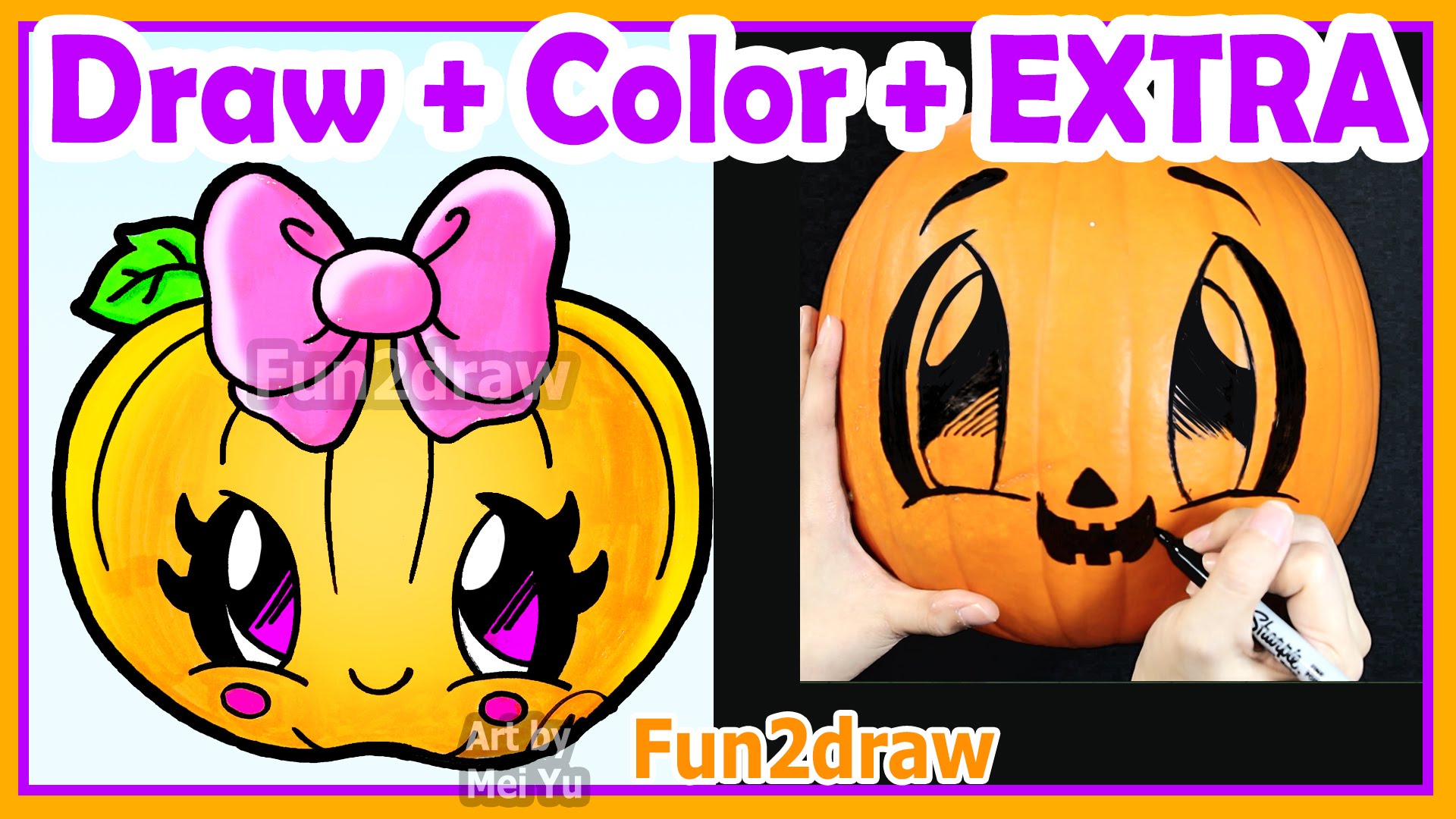 1920x1080 How To Draw And Color Cute Pumpkin Halloween + Real Pumpkin