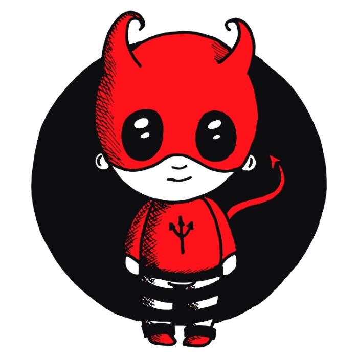 700x700 Devil Art Print Drawing Boy Cute Halloween Illustration