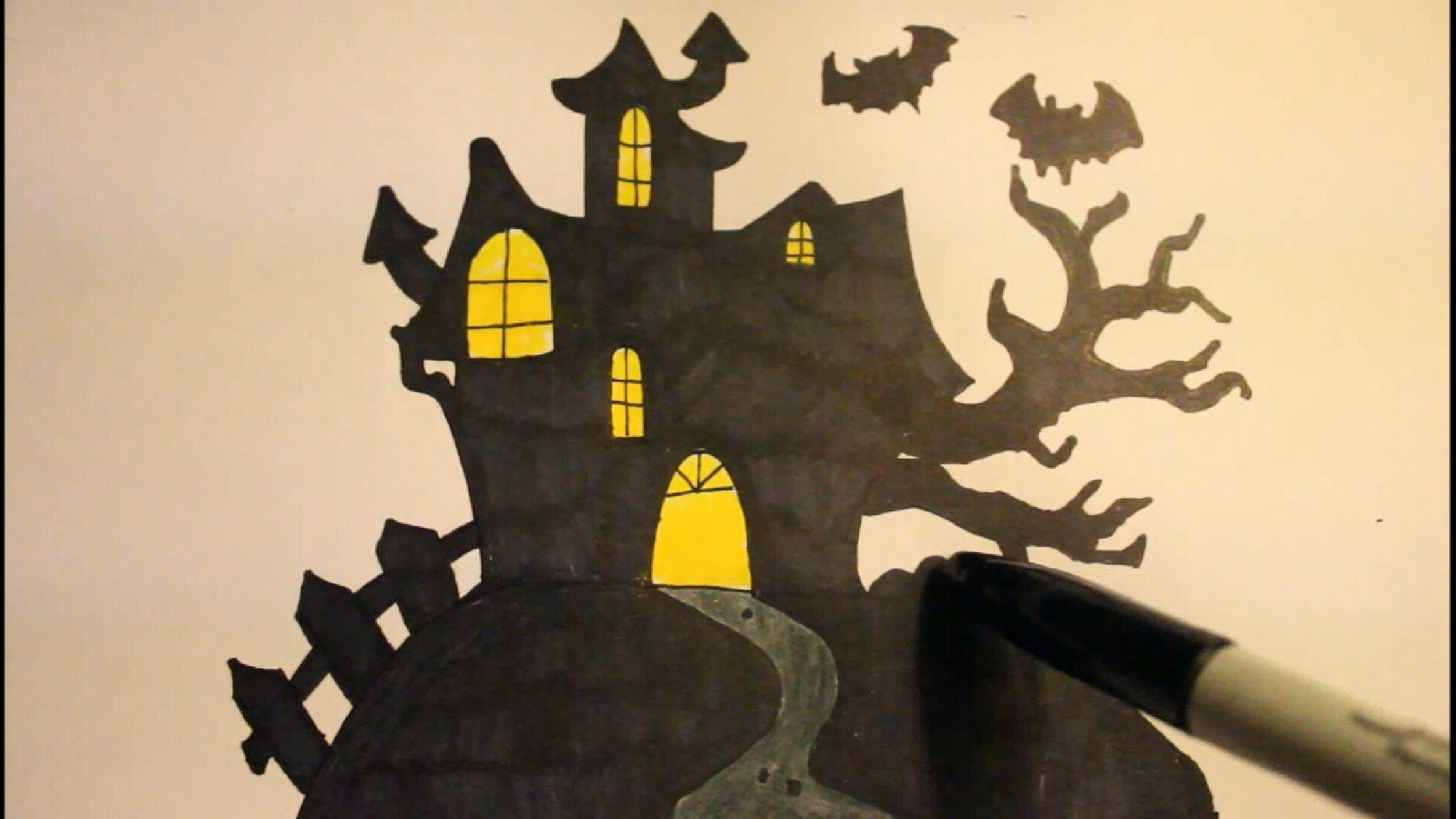 1920x1080 How To Draw A Haunted Houseeasystep By Stepfor Halloween